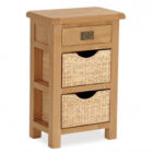 Bergerac oak telephone table with baskets Bergerac oak telephone table with baskets