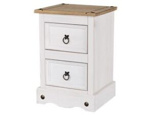 Corona white wash 2 drawer petite bedside