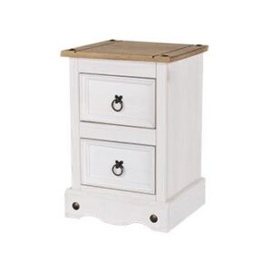 Corona white wash 2 drawer petite bedside